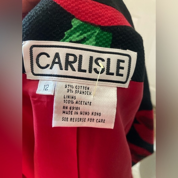 Carlisle Women's Blazer Floral Red Poppy Size 12 Dark Moody Bloomcore Unique - Picture 7 of 8